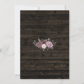 Save The Date Rustique Dusty violet Rose Floral sur bois foncé (Dos)