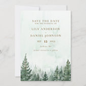 Save The Date Rustique Elégant Aquarelle Pine Tree Mariage (Devant)