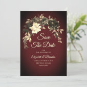 Save The Date Rustique Élégant Automne Rouge Fleurs séchées Mari (Debout devant)