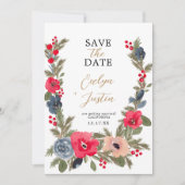 Save The Date Rustique Elégant hiver Floral mariage (Devant)