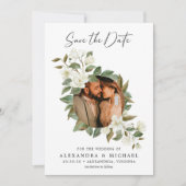 Save The Date Rustique Elegant White Floral Photo Enregistrer la (Devant)