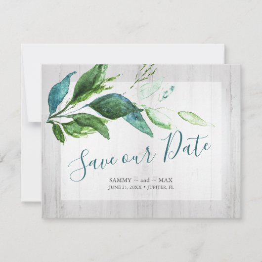 Save The Date Rustique Enregistrer la date Aquarelle Bois et Feu (Devant)