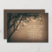 Save The Date Rustique Enregistrer la date et les lucioles Mason (Devant / Derrière)