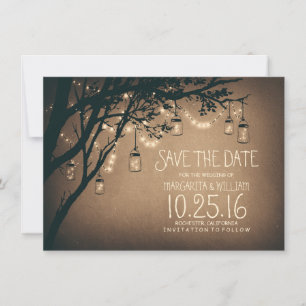 Save The Date Rustique Enregistrer la date et les lucioles Mason