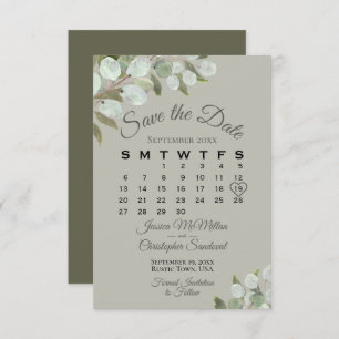Save The Date Rustique Eucalyptus Calendrier de la verdure Maria