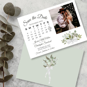 Save The Date Rustique Eucalyptus Calendrier de la verdure Maria