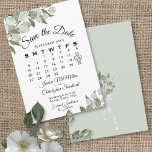 Save The Date Rustique Eucalyptus Calendrier vert Mariage blanc<br><div class="desc">Cette belle carte de date permettra à vos amis et à votre famille de connaître votre prochain mariage. Il dispose d'un design chic boho élégant avec un calendrier personnalisable de votre mois mariage avec un coeur autour de votre journée spéciale, entouré de feuilles eucalyptus et de verdure sur un arrière...</div>