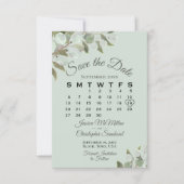 Save The Date Rustique Eucalyptus Calendrier vert Mariage de la  (Devant)