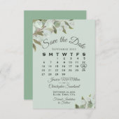 Save The Date Rustique Eucalyptus Calendrier vert Mariage de la  (Devant / Derrière)