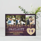 Save The Date Rustique FAIRE PART PHOTO Épuré Violet Or (Debout devant)