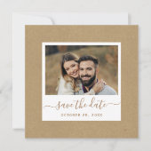 Save The Date Rustique Faux Kraft Papier Mariage d'or Carré phot (Devant)