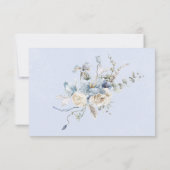 Save The Date Rustique Floral Bleu et Blanc de l'Hiver Givré (Dos)