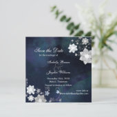 Save The Date Rustique Floral Navy Mariage d'hiver Enregistrer l (Debout devant)