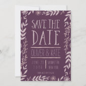 Save The Date Rustique Floral Purple Enregistrer la date (Devant)
