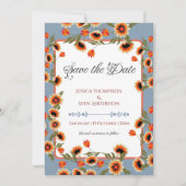 Save The Date Rustique Floral Scandinave Mariage inspiré Folk (Devant)