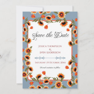 Save The Date Rustique Floral Scandinave Mariage inspiré Folk