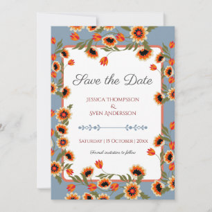 Save The Date Rustique Floral Scandinave Mariage inspiré Folk