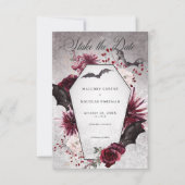 Save The Date Rustique gothique Noir & Bourgogne Mariage d'Hallo (Devant)