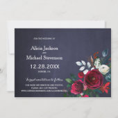 Save The Date Rustique hiver aquarelle rouge pivoines mariage (Dos)