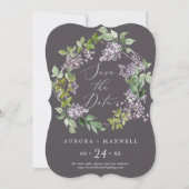Save The Date Rustique Lilac | Mariage gris (Devant)