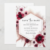 Save The Date Rustique Lovely Burgundy Mariage (Devant / Derrière)