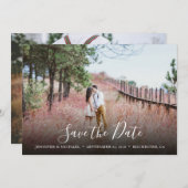 Save The Date Rustique manuscrit élégant mariage photo (Devant / Derrière)