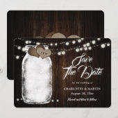 Save The Date Rustique Mason Jar Bois Chaîne Mariage (Devant / Derrière)
