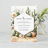 Save The Date Rustique moderne Mariage Cactus (Debout devant)