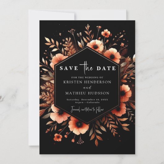 Save The Date Rustique moderne Mariage en terre cuite (Devant)