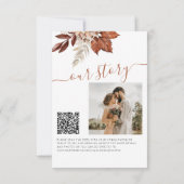 Save The Date Rustique moderne terre cuite floral QR code mariag (Dos)