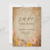 Save The Date Rustique Neutre Boho Floral Fleur sauvage Look (Devant)