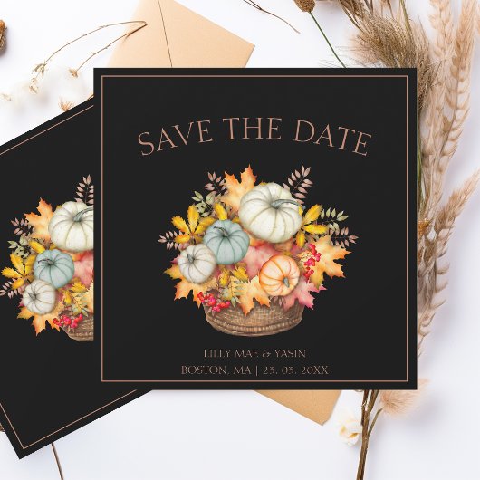 Save The Date Rustique Noir Automne Citrouille Mariage d'automne
