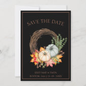 Save The Date Rustique Noir Automne Citrouille Mariage d'automne (Devant)