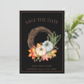 Save The Date Rustique Noir Automne Citrouille Mariage d'automne (Debout devant)