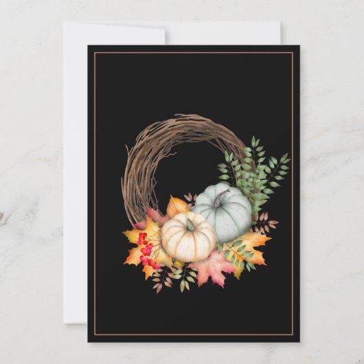 Save The Date Rustique Noir Automne Citrouille Mariage d'automne (Dos)