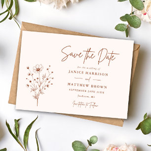 Save The Date Rustique Orange Brûlé Bohème Élégant Photo Mariage