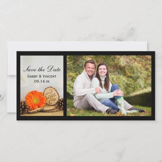 Save The Date Rustique Orange Daisy Woodland Wedding Enregistrer (Devant)