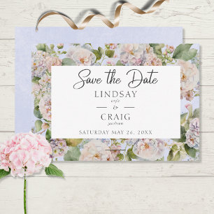 Save The Date Rustique Pastel Hydrangea Floral Monogram Périwink