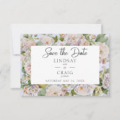 Save The Date Rustique Pastel Hydrangea Floral Monogram Périwink (Devant)