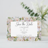 Save The Date Rustique Pastel Hydrangea Floral Monogram Périwink (Debout devant)