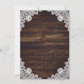 Save The Date Rustique Pays Bois Burlap Mariage dentelle (Dos)