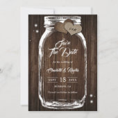 Save The Date Rustique Pays Bois Mason Mariage Jar (Devant)