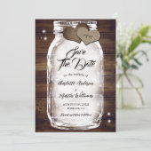 Save The Date Rustique Pays Lumières bois Mason Jar Mariage (Debout devant)