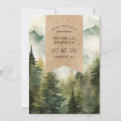 Save The Date Rustique Pine Tree Mountain Nature Adventure Photo (Devant)