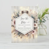 Save The Date Rustique romantique Mason Jar Mariage (Debout devant)