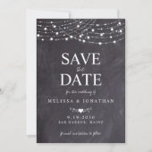 Save The Date Rustique String Lights Slate Chalkboard Mariage En (Devant)