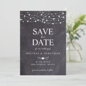 Save The Date Rustique String Lights Slate Chalkboard Mariage En (Debout devant)