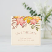 Save The Date Rustique Terracotta Automne Feuilles Mariage (Debout devant)