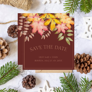 Save The Date Rustique Terracotta Automne Feuilles Mariage