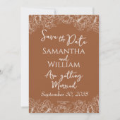 Save The Date Rustique Terracotta Boho Floral Moderne Photo Mari (Devant)